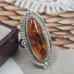 Amber Size US 6 925 Sterling Silver Ring (REXT105-158)