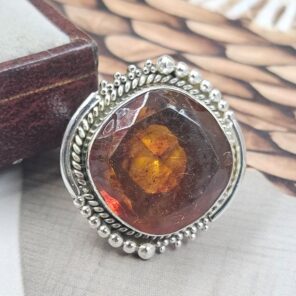 Amber Size US 6 925 Sterling Silver Ring (REXT105-160)