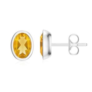 Citrine 925 Sterling Silver Stud Earring (RS50-30)