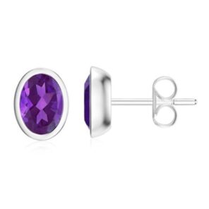 Amethyst 925 Sterling Silver Stud Earring (RS50-33)