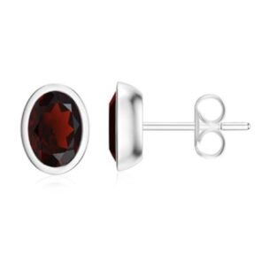 Garnet 925 Sterling Silver Stud Earring (RS50-29)