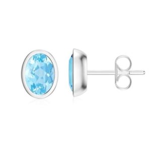 Blue Topaz 925 Sterling Silver Stud Earring (RS50-32)