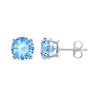 Blue Topaz 925 Sterling Silver Stud Earring (RS33-94)