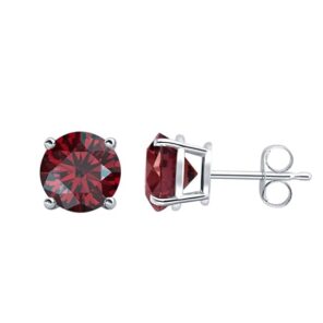 Garnet 925 Sterling Silver Stud Earring (RS33-97)
