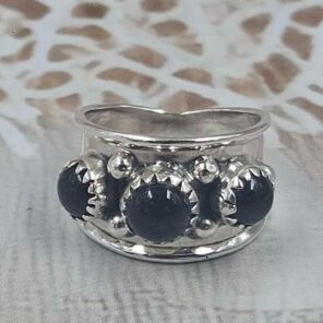 Black Onyx 925 Sterling Silver Ring (REXT151-54)