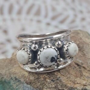 White Buffalo Turquoise 925 Sterling Silver Ring (REXT151-51)