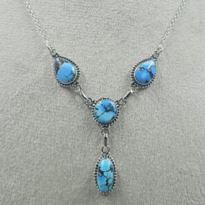Golden Hills Turquoise 925 Sterling Silver Necklace (REXT113-47)