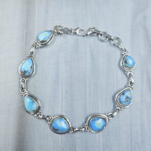 Golden Hills Turquoise 8" 925 Sterling Silver Bracelet (REXT113-82)