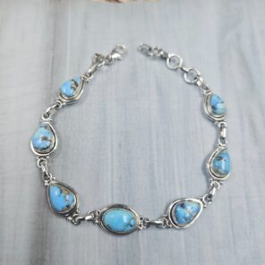 Golden Hills Turquoise 8" 925 Sterling Silver Bracelet (REXT113-70)