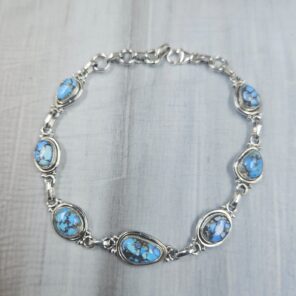 Golden Hills Turquoise 8" 925 Sterling Silver Bracelet (REXT113-74)