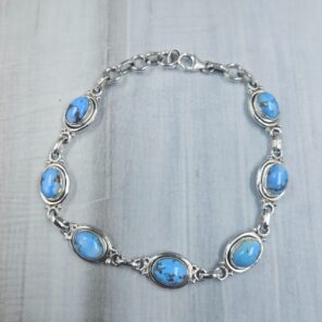 Golden Hills Turquoise 8" 925 Sterling Silver Bracelet (REXT113-75)