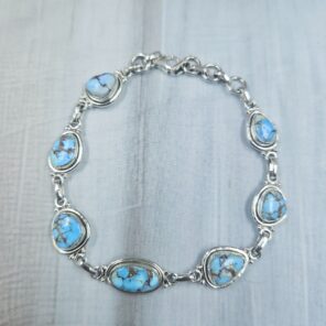 Golden Hills Turquoise 8" 925 Sterling Silver Bracelet (REXT113-80)