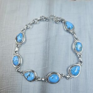 Golden Hills Turquoise 8" 925 Sterling Silver Bracelet (REXT113-76)