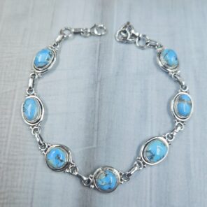 Golden Hills Turquoise 8" 925 Sterling Silver Bracelet (REXT113-71)