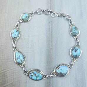 Golden Hills Turquoise 8" 925 Sterling Silver Bracelet (REXT113-78)