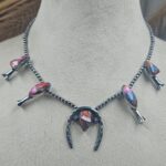 Pink Dahlia Turquoise Navajo Bead Squash Blossom Necklace (REXT3-190)