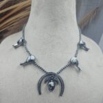 White Buffalo Turquoise Navajo Bead Squash Blossom Necklace (REXT3-194)