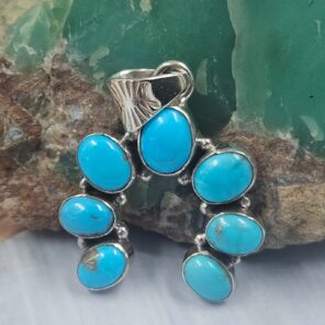Kingman Turquoise Naja 1.25" 925 Sterling Silver Pendant (REXT2-85)