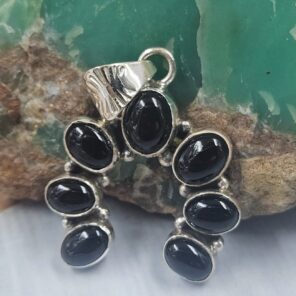 Black Onyx Naja 1.25" 925 Sterling Silver Pendant (REXT2-86)