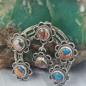 Spiny Oyster Turquoise Naja 1.25" 925 Sterling Silver Pendant (REXT2-87)
