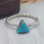 Kingman Turquoise 925 Sterling Silver Triangle Ring (REXT154-63)