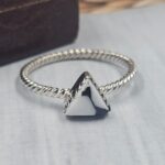 White Buffalo Turquoise 925 Sterling Silver Triangle Ring (REXT154-65)