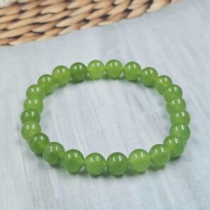 Green Quartz (Dyed) Loose Natural 8mm Adjustable Gemstone Bead Bracelet (GBB2-18)
