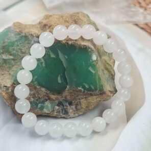 Selenite Loose Natural 8mm Adjustable Gemstone Bead Bracelet (GBB2-3)