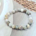 Moss agate Loose Natural 8mm Adjustable Gemstone Bead Bracelet (GBB2-4)