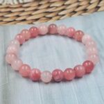 Strawberry Quartz (Dyed) Loose Natural 8mm Adjustable Gemstone Bead Bracelet (GBB2-17)
