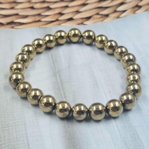Pyrite Loose Natural 8mm Adjustable Gemstone Bead Bracelet (GBB2-1)