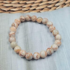 Red Picasso Jasper Loose Natural 8mm Adjustable Gemstone Bead Bracelet (GBB1-19)