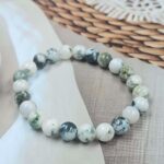 Tree agate Loose Natural 8mm Adjustable Gemstone Bead Bracelet (GBB2-13)