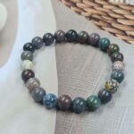 Ocean Jasper Loose Natural 8mm Adjustable Gemstone Bead Bracelet (GBB2-9)