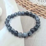 Snow flake Loose Natural 8mm Adjustable Gemstone Bead Bracelet (GBB2-11)