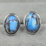 Golden Hills Turquoise 925 Sterling Silver Studs Earrings (REXT106-84)