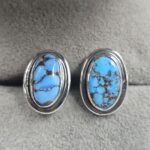 Golden Hills Turquoise 925 Sterling Silver Studs Earrings (REXT106-67)