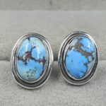 Golden Hills Turquoise 925 Sterling Silver Studs Earrings (REXT106-64)