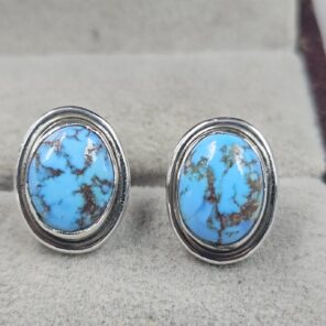 Golden Hills Turquoise 925 Sterling Silver Studs Earrings (REXT106-65)