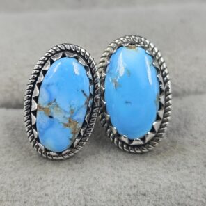 Golden Hills Turquoise 925 Sterling Silver Studs Earrings (REXT106-62)