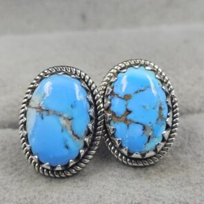 Golden Hills Turquoise 925 Sterling Silver Studs Earrings (REXT106-63)