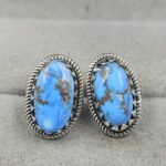 Golden Hills Turquoise 925 Sterling Silver Studs Earrings (REXT106-51)