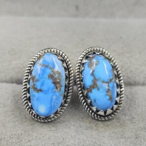 Golden Hills Turquoise 925 Sterling Silver Studs Earrings (REXT106-51)