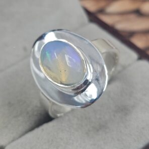 Ethiopian Opal Size US 10 925 Sterling Silver Ring (REXT22-134)