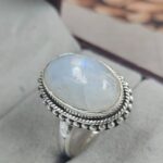 Rainbow Moonstone Size US 7 925 Sterling Silver Ring (REXT156-22)