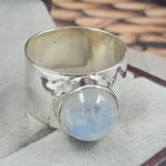 Rainbow Moonstone Size US 8 925 Sterling Silver Ring (REXT156-20)