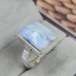 Rainbow Moonstone Size US 9 925 Sterling Silver Ring (REXT156-19)