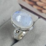 Rainbow Moonstone Size US 8 925 Sterling Silver Ring (REXT156-21)