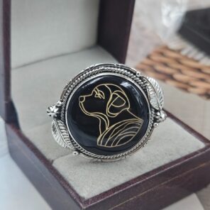Dog Doublet Size US 11 925 Sterling Silver Ring (REXT156-32)
