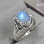 Rainbow Moonstone Size US 7 925 Sterling Silver Ring (REXT156-23)